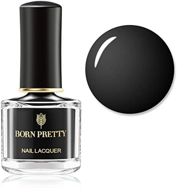 Nail polish swatch / manicure of shade Born Pretty Basic Black