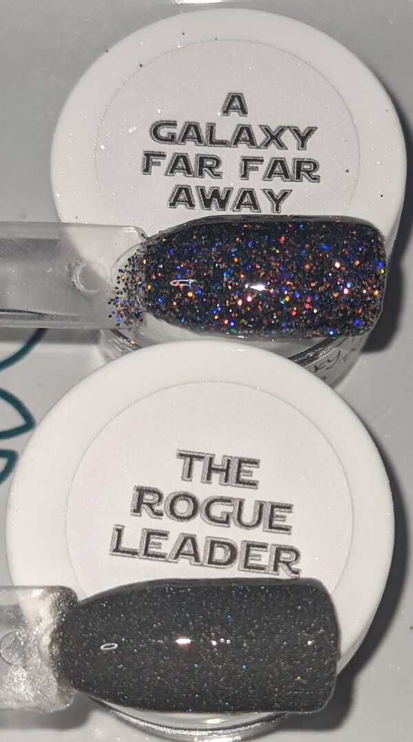 Nail polish swatch / manicure of shade Rocky Mountain Dip Powder A Galaxy Far Far Away