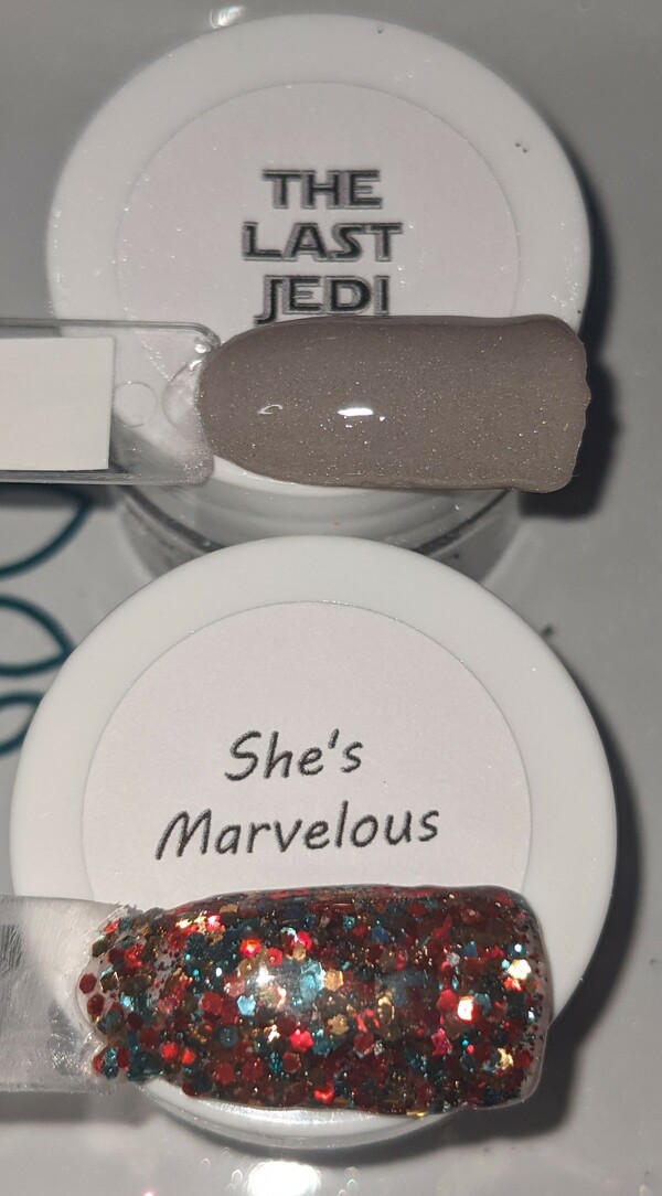 Nail polish swatch / manicure of shade Rocky Mountain Dip Powder The Last Jedi