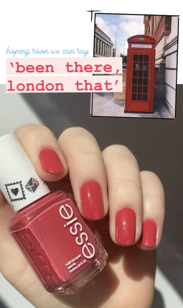 Nail polish swatch / manicure of shade essie Been there, London that