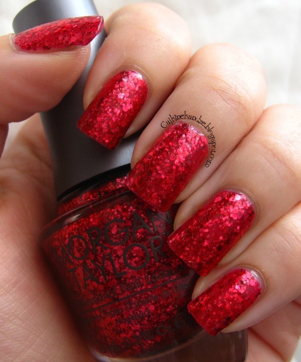 Nail polish swatch / manicure of shade Morgan Taylor Rare as Rubies