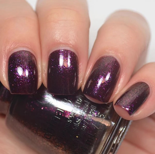 Nail polish swatch / manicure of shade China Glaze Queen of Sequins