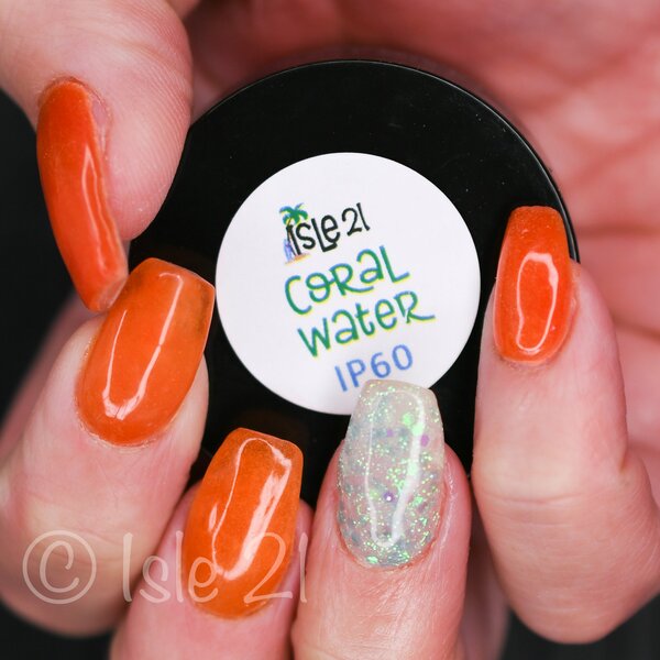 Nail polish swatch / manicure of shade Isle 21 Coral Water