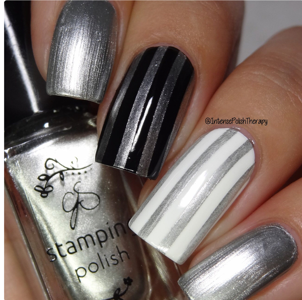 Nail polish swatch / manicure of shade Clear Jelly Stamper Molten Alloy