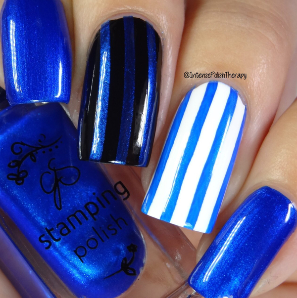 Nail polish swatch / manicure of shade Clear Jelly Stamper Blue Right On By