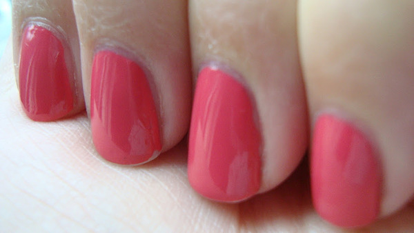 Nail polish swatch / manicure of shade Revlon Guava