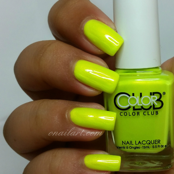 Nail polish swatch / manicure of shade Color Club Not-So-Mellow Yellow