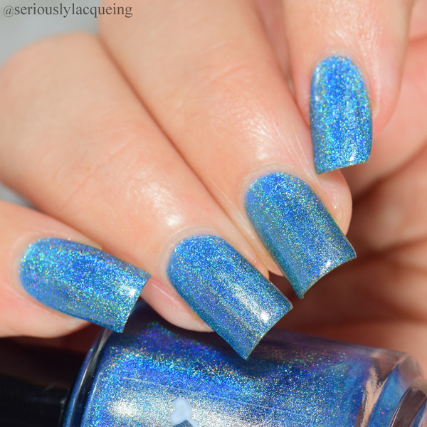Nail polish swatch / manicure of shade Dam Nail Polish Believe Me, It's Blue