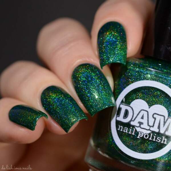 Nail polish swatch / manicure of shade Dam Nail Polish Emerald