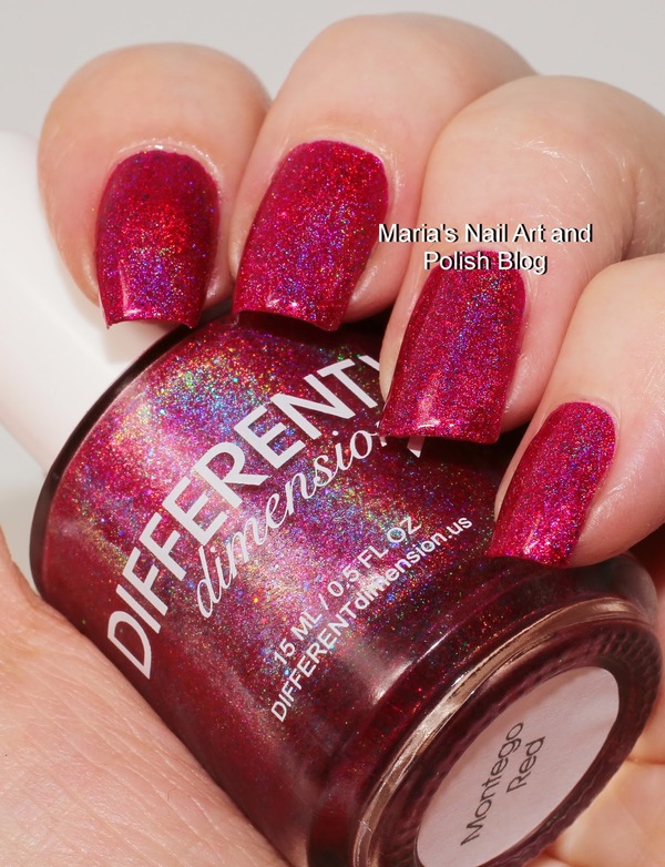 Nail polish swatch / manicure of shade Different Dimension Montego Red