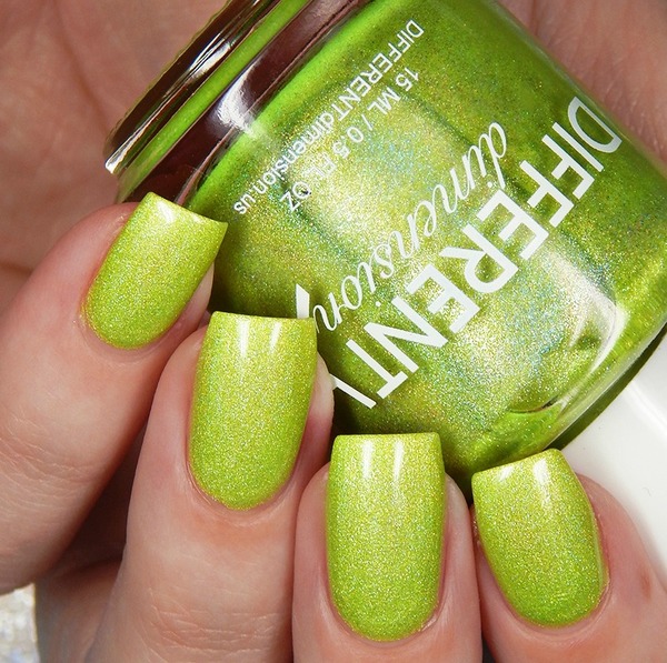 Nail polish swatch / manicure of shade Different Dimension Midori Sours in Montserrat