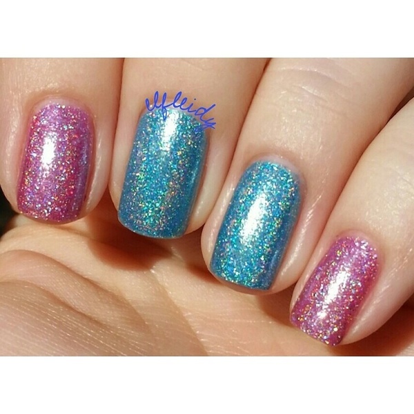 Nail polish swatch / manicure of shade Different Dimension Blue Raspberry Airheads