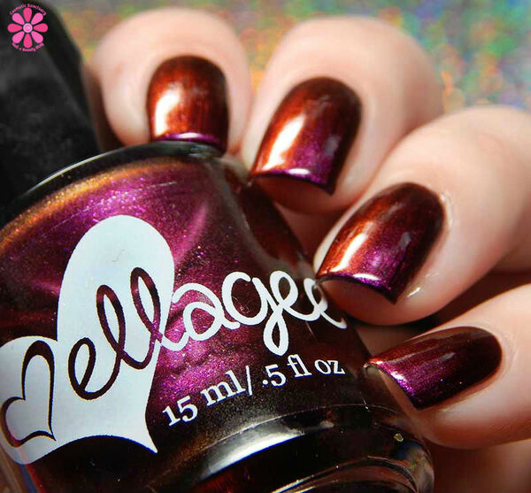 Nail polish swatch / manicure of shade Ellagee Fireside Wine