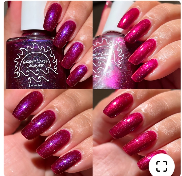 Nail polish swatch / manicure of shade Great Lakes Lacquer We're All Mad Here