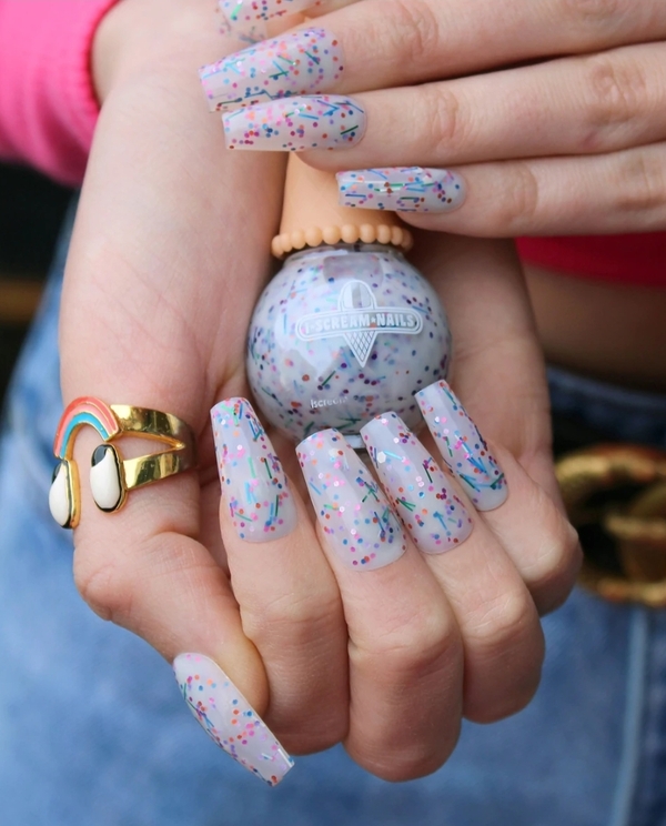 Nail polish swatch / manicure of shade I Scream Nails Rainbow Frosting