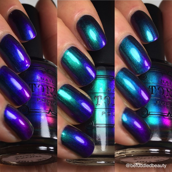 Nail polish swatch / manicure of shade Tonic Polish Peacock Parade