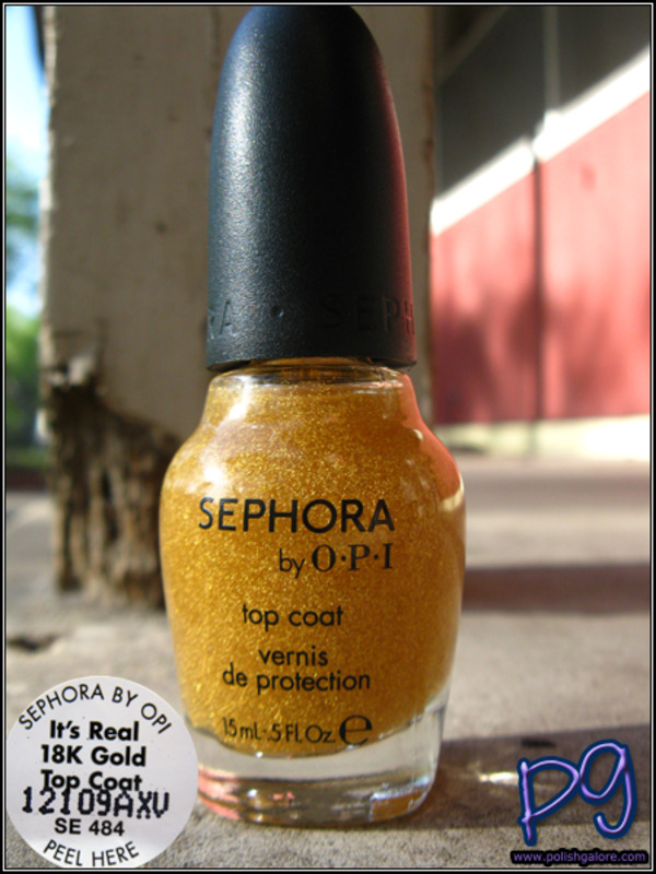 Nail polish swatch / manicure of shade Sephora by OPI It’s Real 18K Gold Top Coat