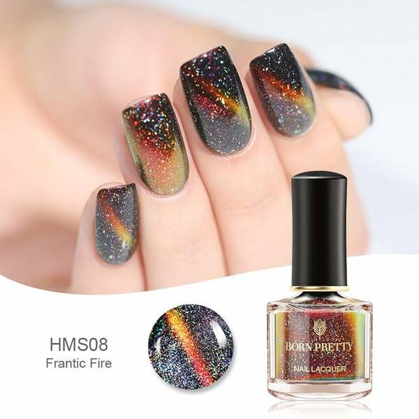 Nail polish swatch / manicure of shade Born Pretty Frantic Fire