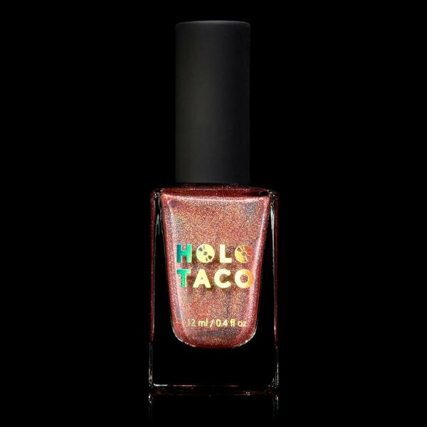 Nail polish swatch / manicure of shade Holo Taco Peach Tea