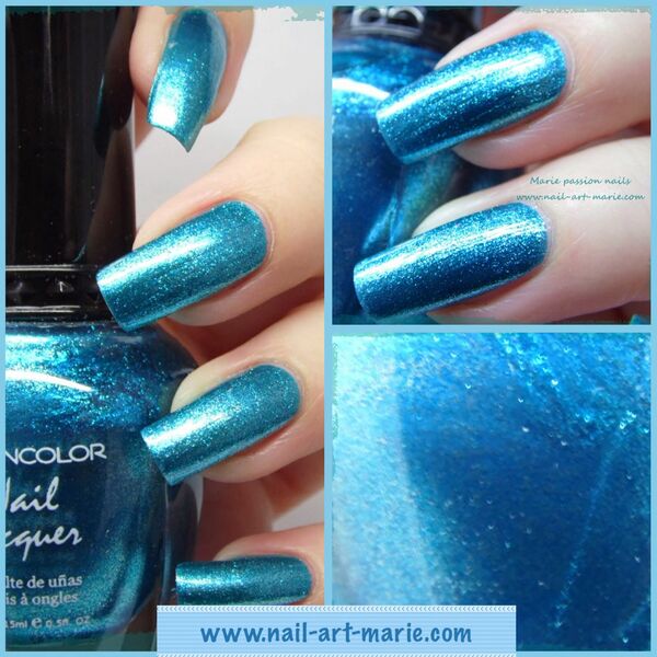 Nail polish swatch / manicure of shade Kleancolor Metallic Aqua