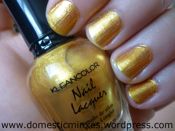 Nail polish swatch / manicure of shade Kleancolor Metallic Yellow