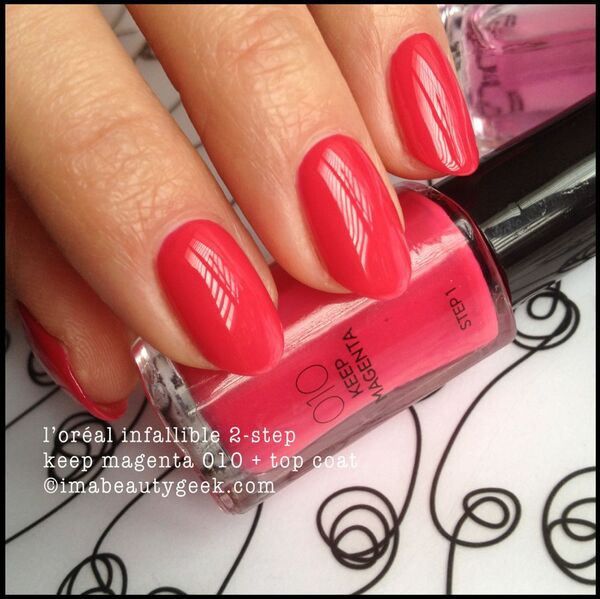 Nail polish swatch / manicure of shade L'Oréal Keep Magenta