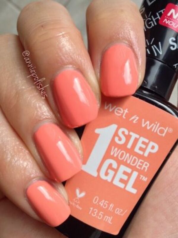 Nail polish swatch / manicure of shade wet n wild Pardon My Peach