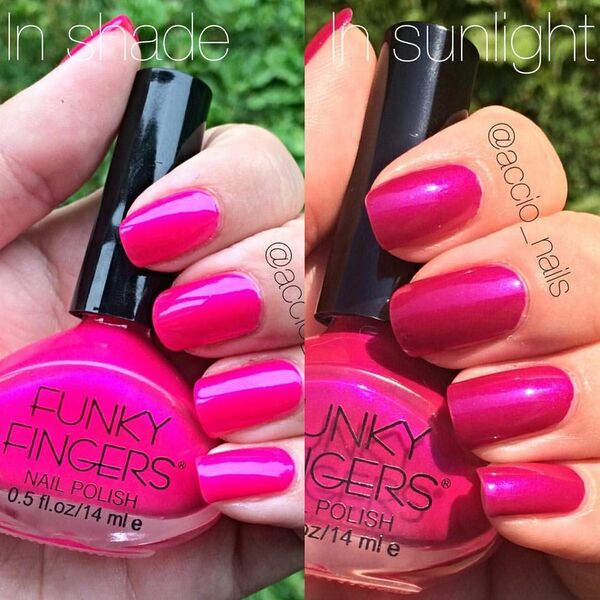 Nail polish swatch / manicure of shade Funky Fingers Punk Rock Pink