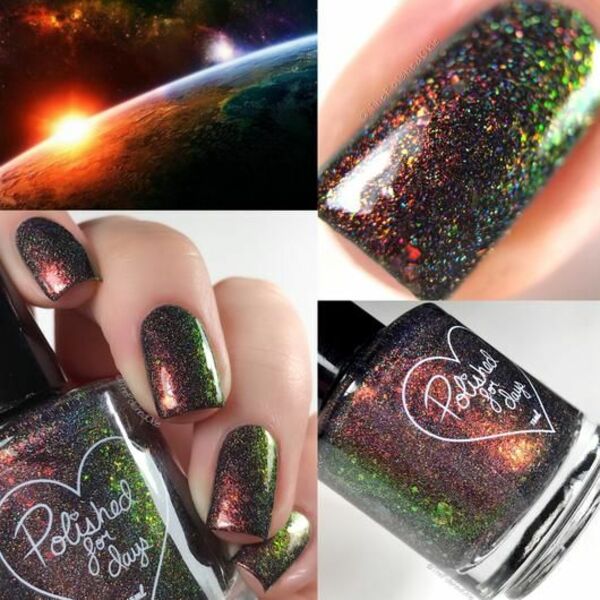 Nail polish swatch / manicure of shade Polished for Days Solar Flare