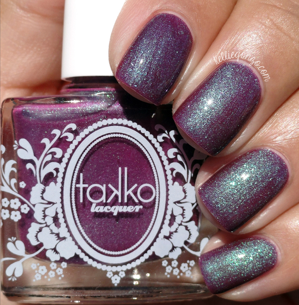 Nail polish swatch / manicure of shade Takko Lacquer Grape Juice