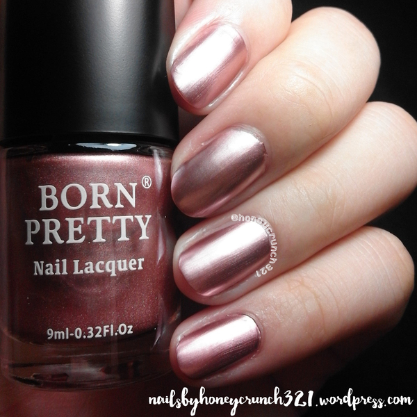Nail polish swatch / manicure of shade Born Pretty Rose In Peril
