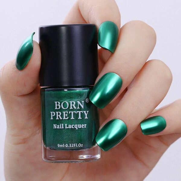 Nail polish swatch / manicure of shade Born Pretty Emerald Jade