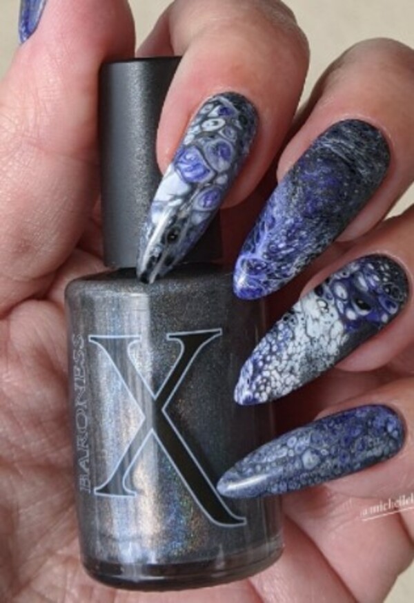 Nail polish swatch / manicure of shade Baroness X Hypnotic Fluid Art