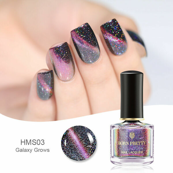 Nail polish swatch / manicure of shade Born Pretty Galaxy Grows