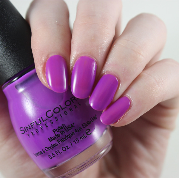 Nail polish swatch / manicure of shade Sinful Colors Techno Violet