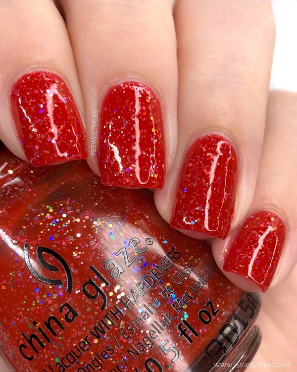 Nail polish swatch / manicure of shade China Glaze Living In The Elmo-ment