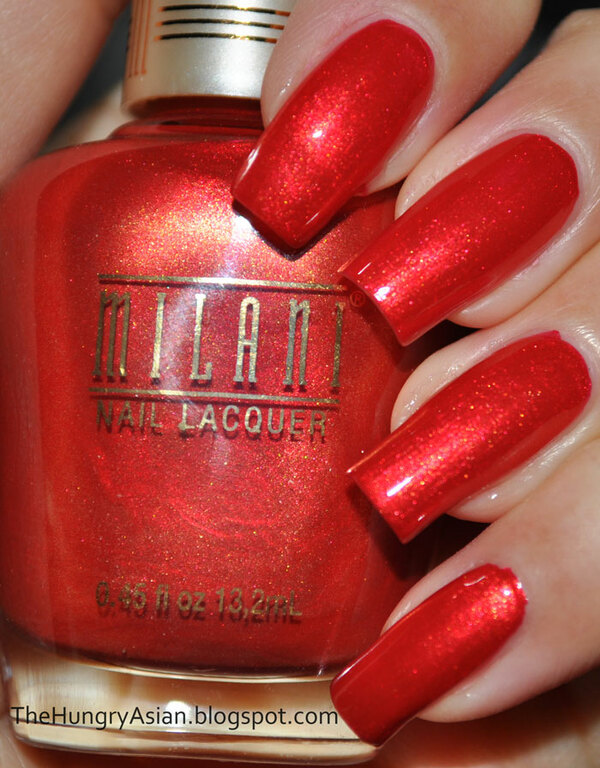 Nail polish swatch / manicure of shade Milani Paint the Town Red
