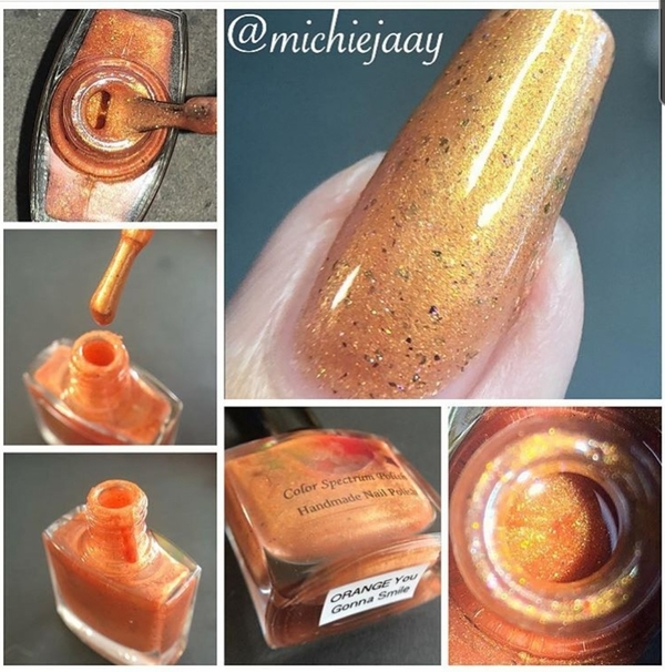 Nail polish swatch / manicure of shade Color Spectrum Polish ORANGE You Gonna Smile