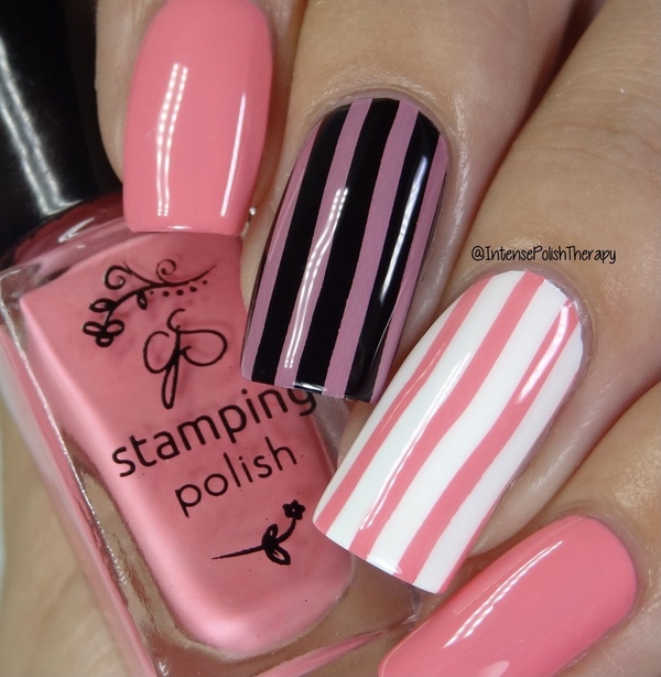 Nail polish swatch / manicure of shade Clear Jelly Stamper KaPink