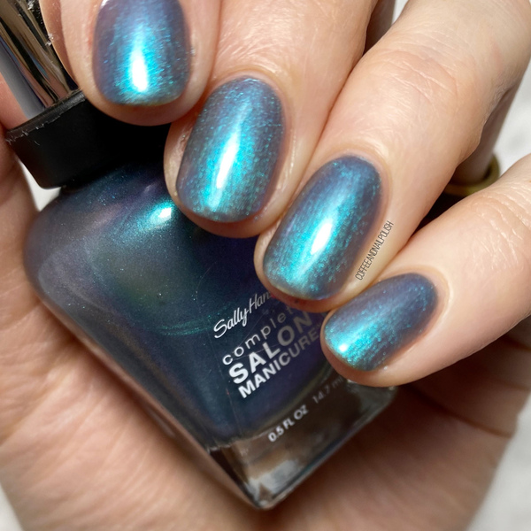 Nail polish swatch / manicure of shade Sally Hansen Black and Blue
