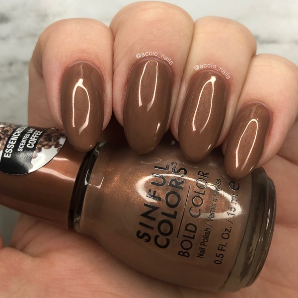 Nail polish swatch / manicure of shade Sinful Colors Coffee Drip