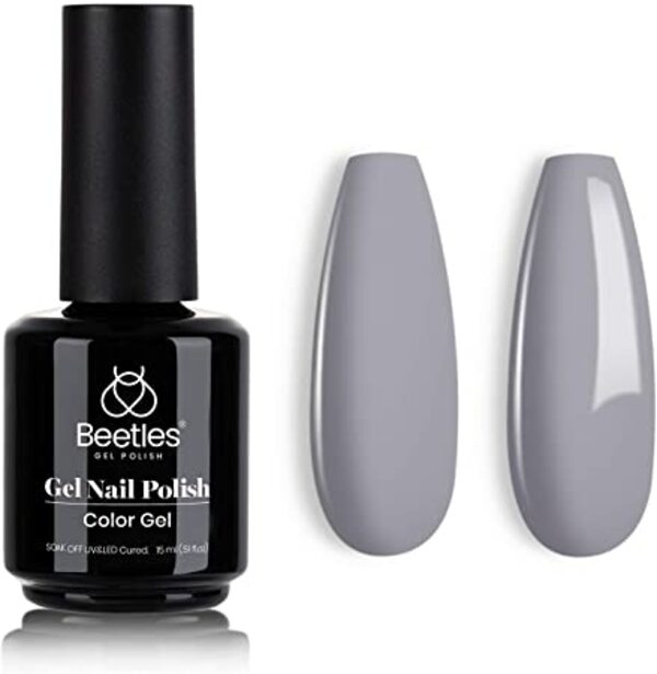 Nail polish swatch / manicure of shade Beetles Pebble Gray