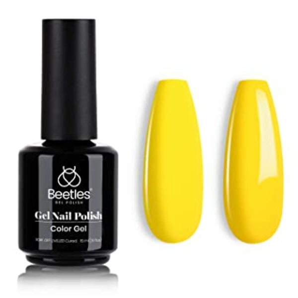 Nail polish swatch / manicure of shade Beetles Canary Yellow