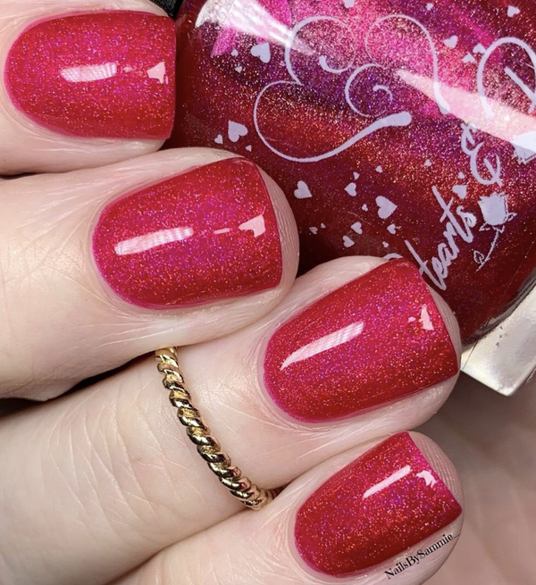 Nail polish swatch / manicure of shade Hearts and Promises Hello Dolly!