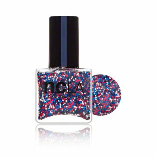 Nail polish swatch / manicure of shade NCLA United States of Glitter