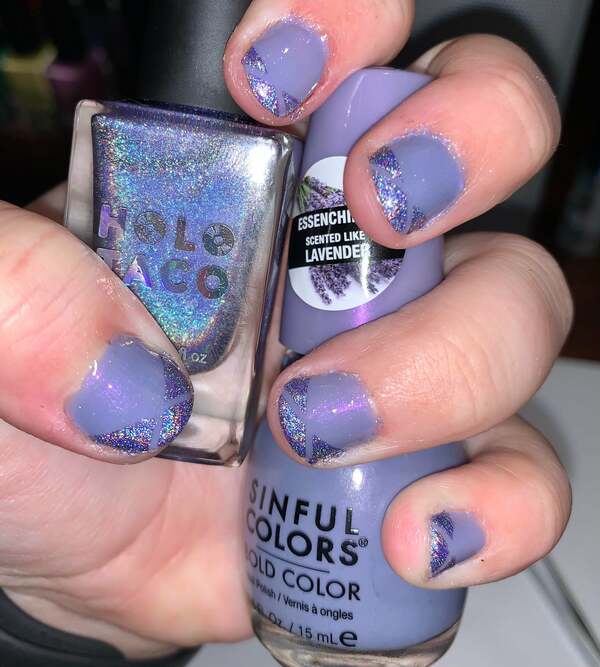 Nail polish swatch / manicure of shade Sinful Colors Low-Key Lavender