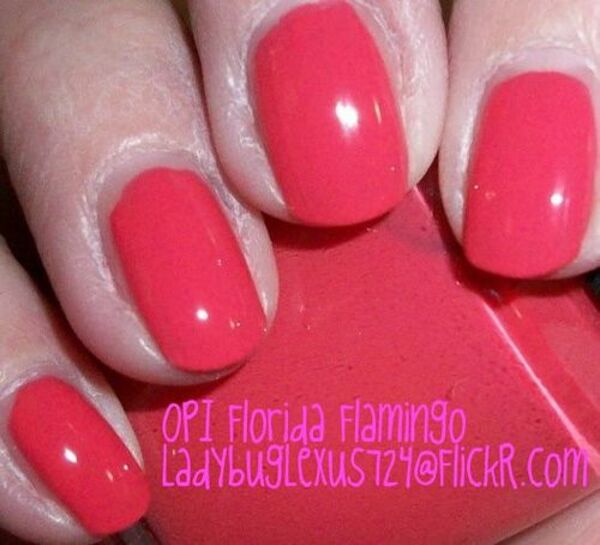 Nail polish swatch / manicure of shade OPI Florida Flamingo
