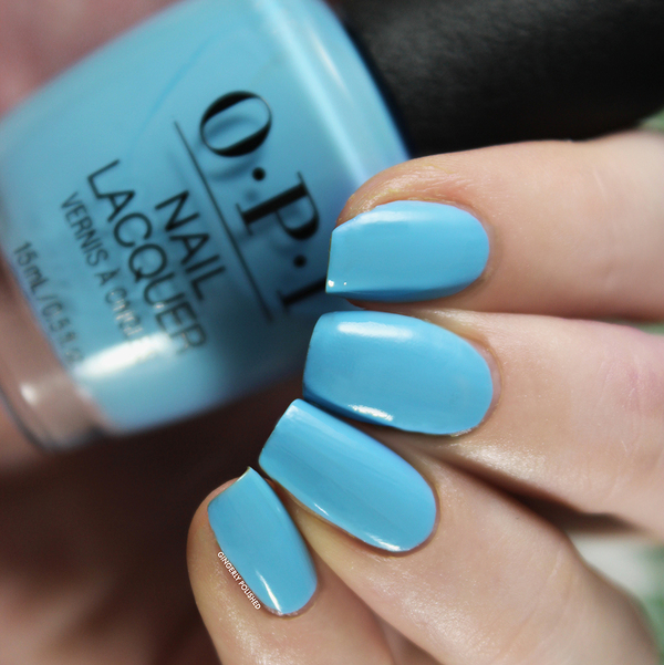Nail polish swatch / manicure of shade OPI Mali-blue Shore