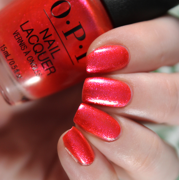 Nail polish swatch / manicure of shade OPI Strawberry Waves Forever