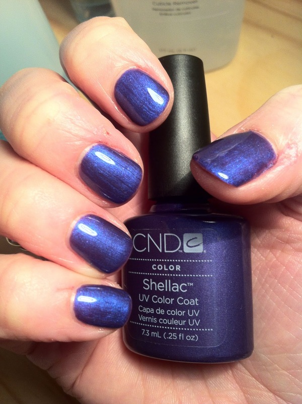 Nail polish swatch / manicure of shade CND Shellac Purple Purple
